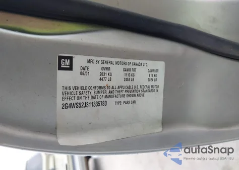 2001 Buick Century Custom из США, поврежденный, VIN 2G4WS52J311335780